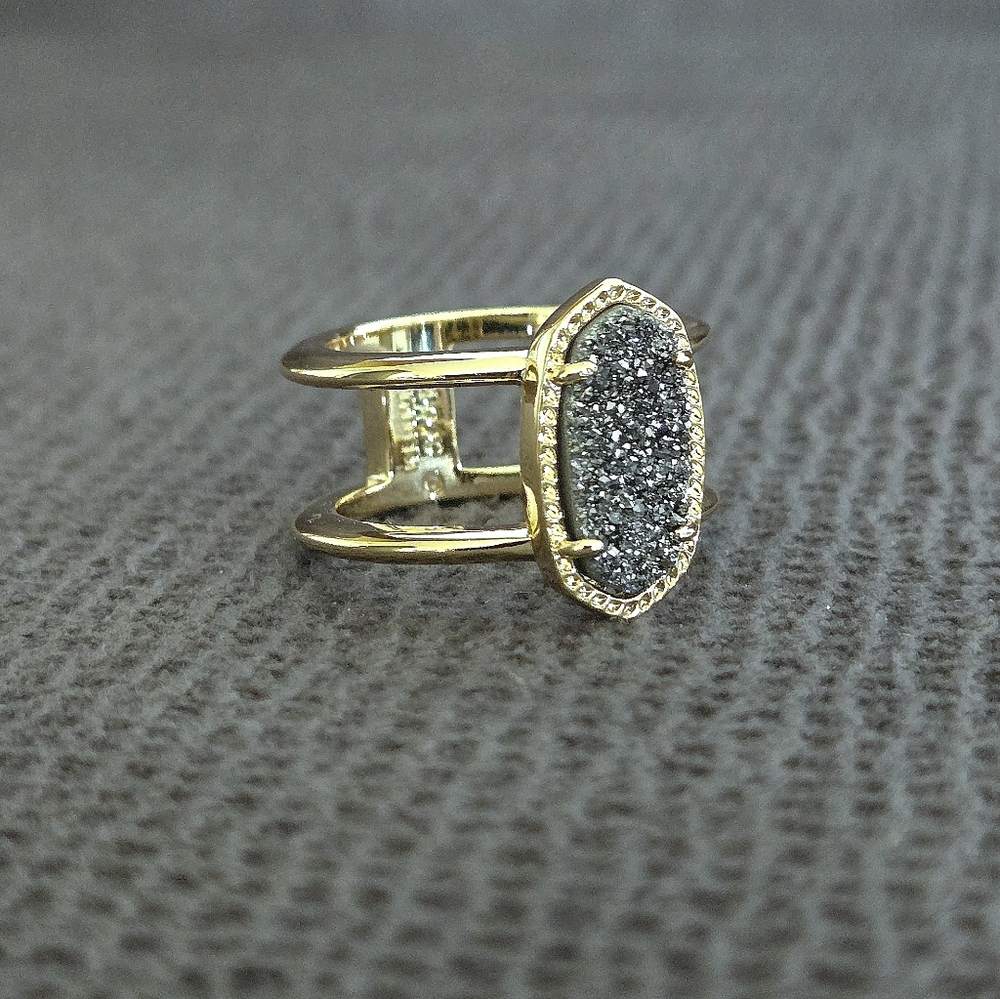 ✨️HP✨️ Kendra Scott "Elyse" Double✌️ Band Platinum Drusy Ring💍 - Picture 2 of 16